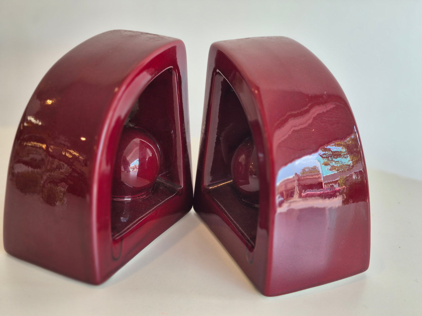 Streamline Deco Ceramic Bookends by Jaru