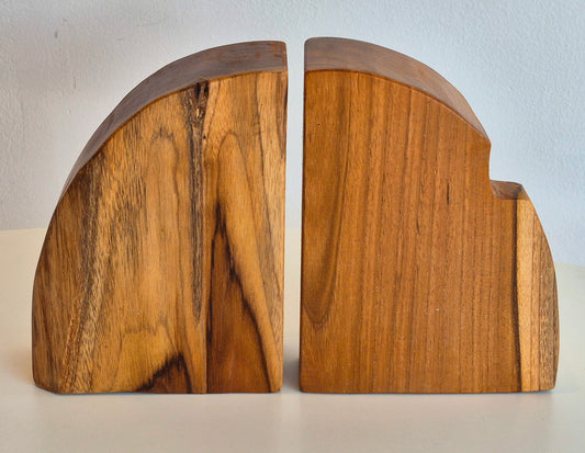 Dramatically Grained Wood 70's Era Bookends