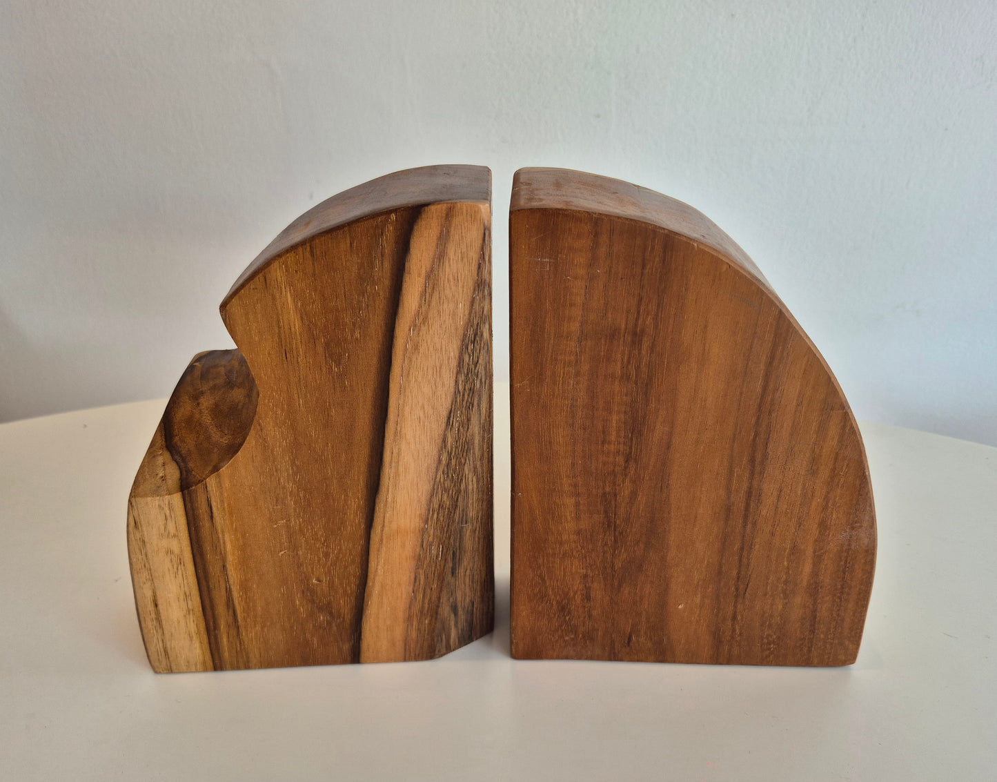 Dramatically Grained Wood 70's Era Bookends