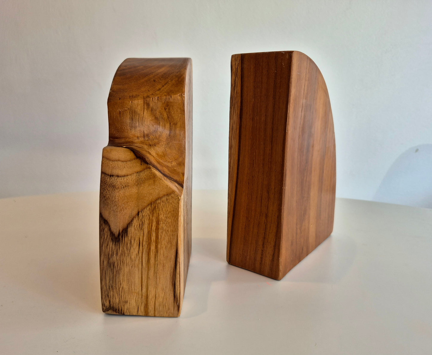 Dramatically Grained Wood 70's Era Bookends